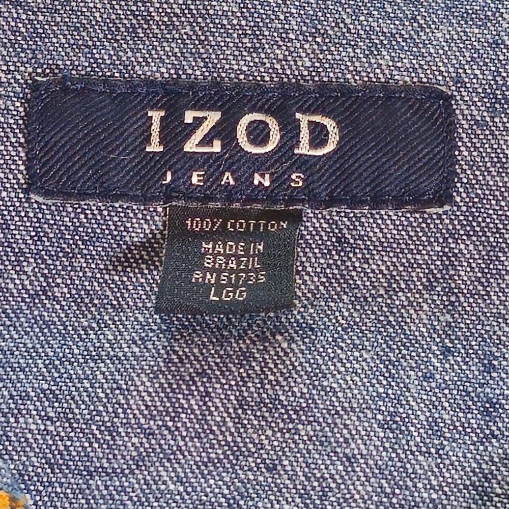 Vintage IZOD Blue Denim Jean Trucker Jacket Women's Size L Classic Button Front - Picture 7 of 11